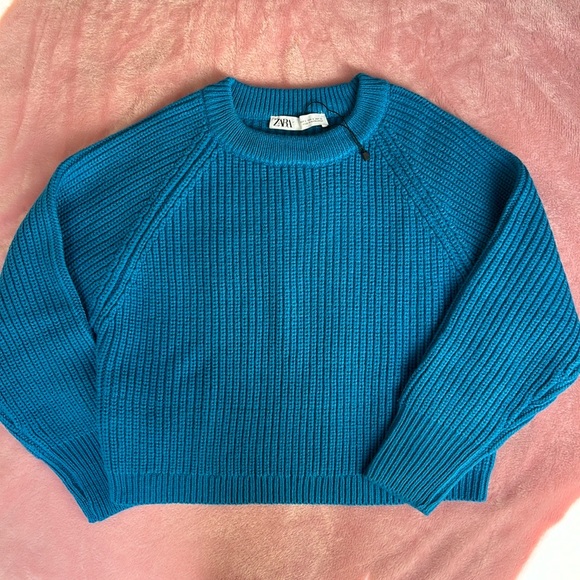 💙 Zara crewneck Blue knit sweater - Picture 1 of 6